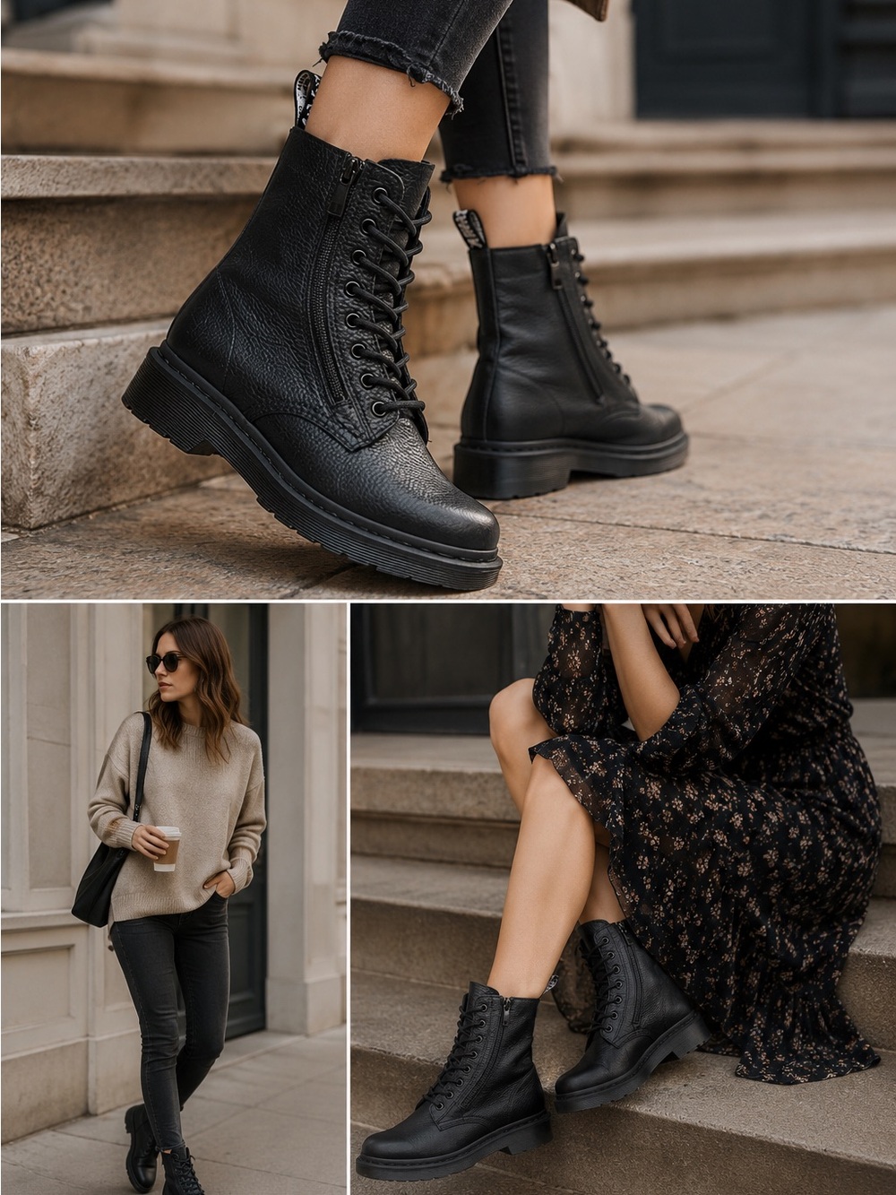 Dr. Martens Black Lace-Up Leather Boots- size 7